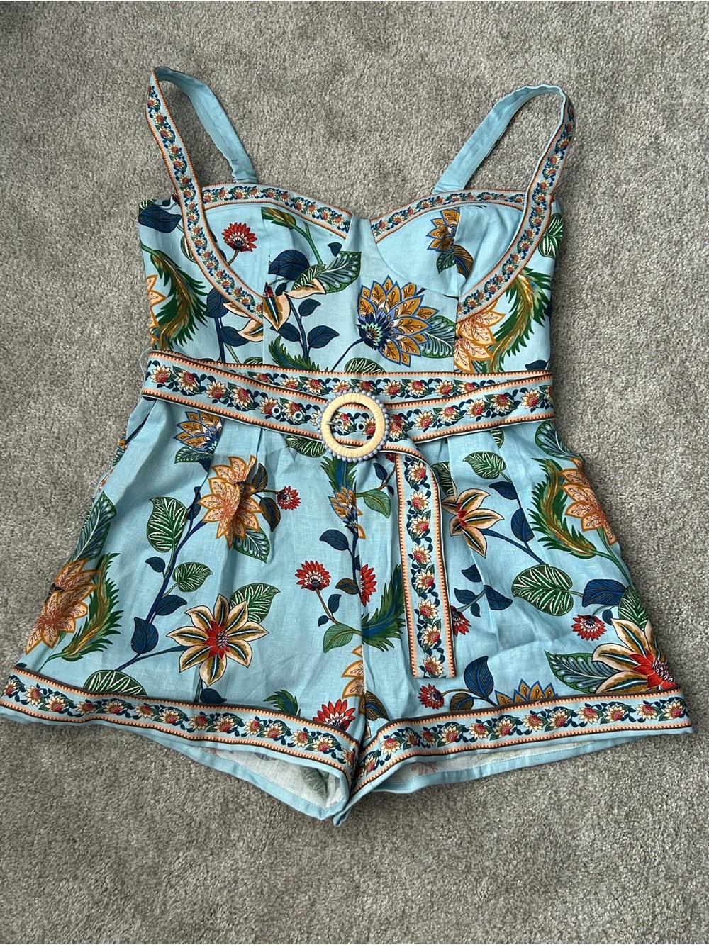 Farm Rio Floral Delhi Light Blue Romper - Picture 5 of 10